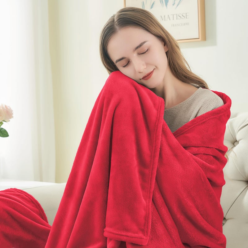 BEDELITE Fleece Blanket Red Throw Blanket for Couch & Bed, Luxury Plush Cozy Fuzzy Blanket 50" x 60", Super Soft Warm Lightweight Throw Blanket for Travel Camping - Image 2